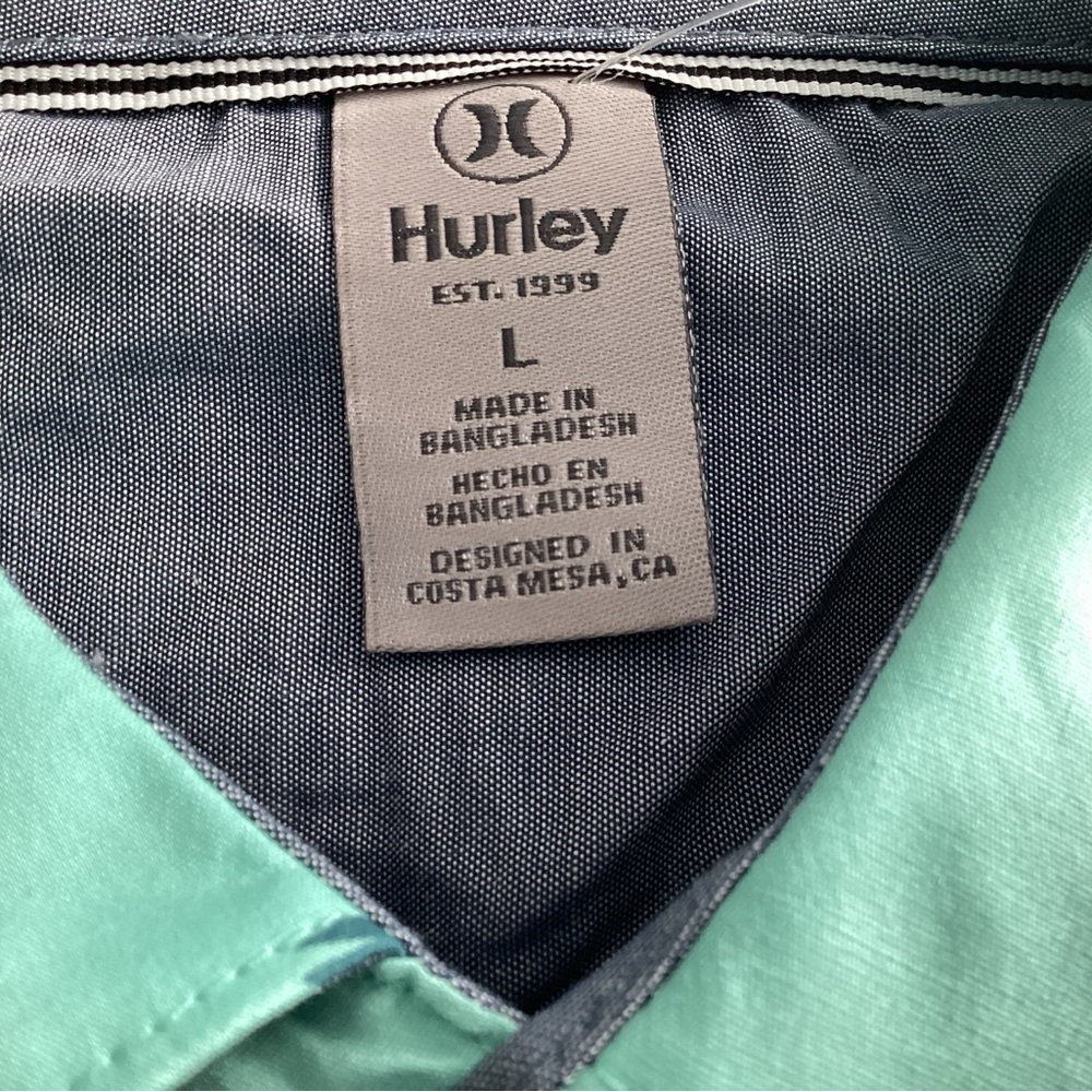 Hurley Teal Floral Button Down Shirt - Picture 5 of 5